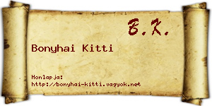 Bonyhai Kitti névjegykártya